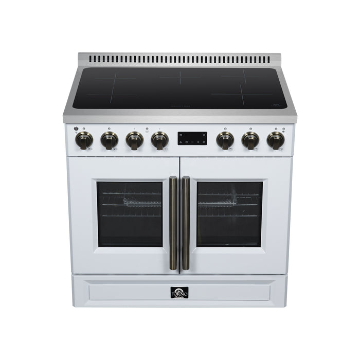 Torino French Door 36 Inch Induction Range with Air Fryer, Air Sous Vide & True Convection, Dual Broiler, White