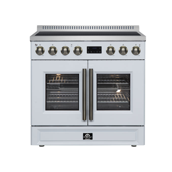 Torino French Door 36 Inch Induction Range with Air Fryer, Air Sous Vide & True Convection, Dual Broiler, White