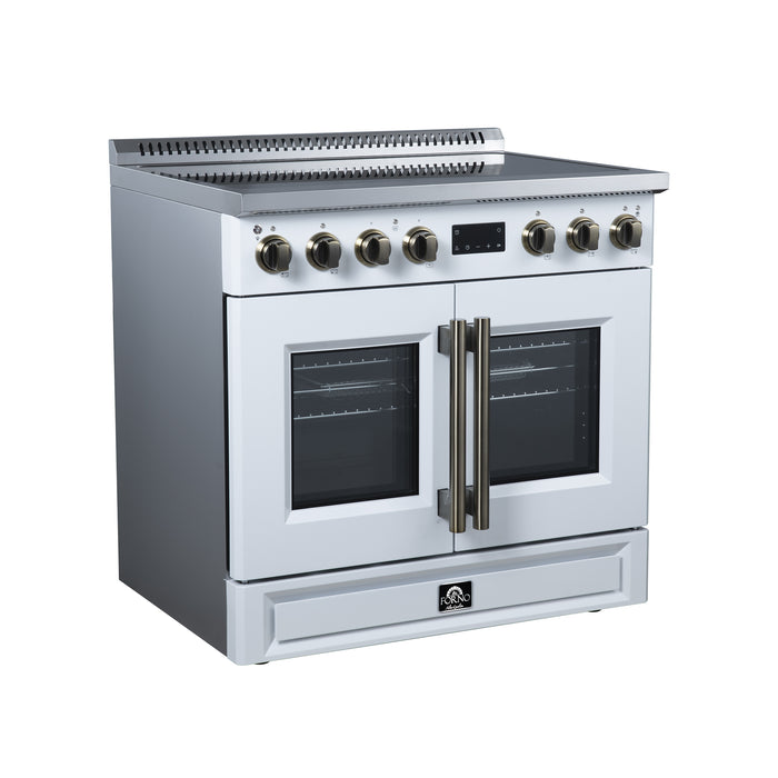 Torino French Door 36 Inch Induction Range with Air Fryer, Air Sous Vide & True Convection, Dual Broiler, White
