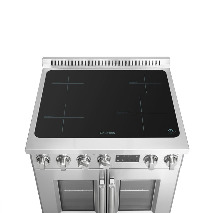 Forno Torino 30 Inch French Door Induction Range with Air Fryer and True Convection Oven