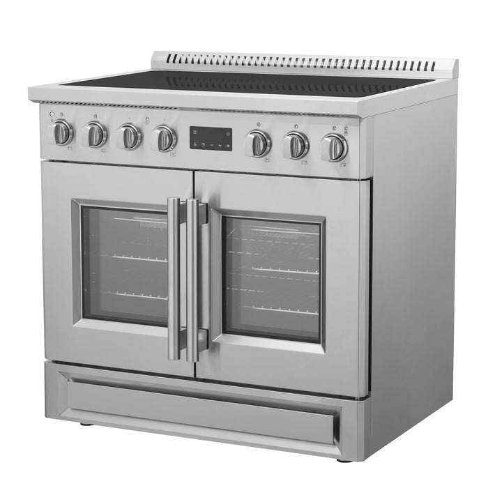 Forno Torino 36 Inch French Door Induction Range with Air Fryer and True Convection Oven