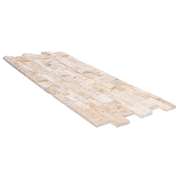 Ivory Beige Ledger 3D Panel 6"x24" Split-face Natural Travertine Wall Tile - Belair Collection