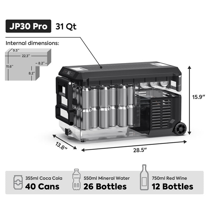 JP30 Pro Single Zone Wheeled Portable Freezer With Cover | ICECO | 30 LT