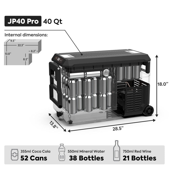 JP40 PRO Single Zone Portable Freezer With Cover - Silver | ICECO | 40 LT