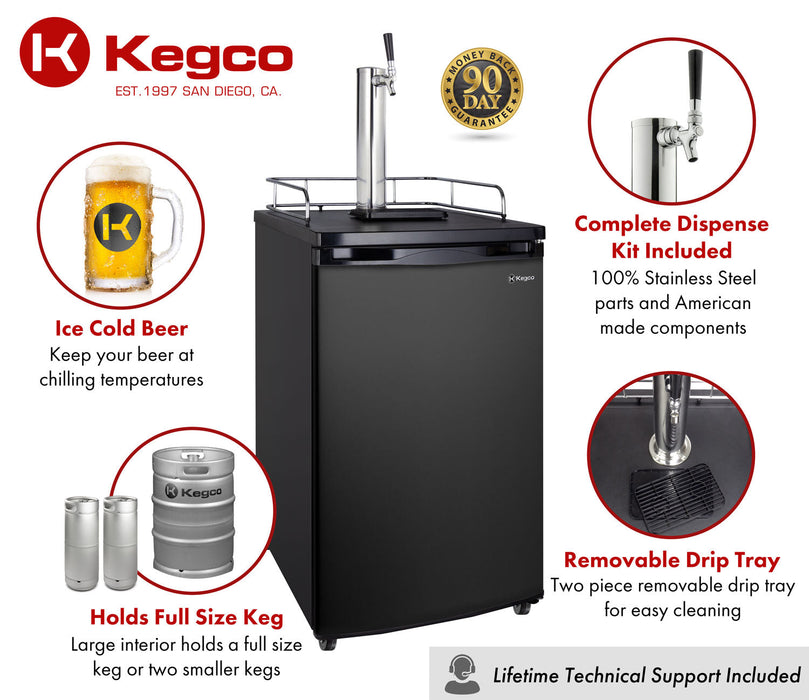 20" Wide Single Tap Black Kegerator Premium Kit