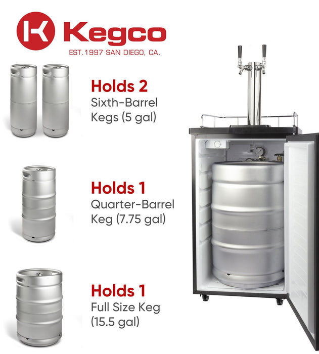 20" Wide Dual Tap Stainless Steel Kegerator Premium Kit