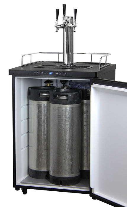 24" Wide Kombucha Triple Tap Black Stainless Steel Digital Kegerator