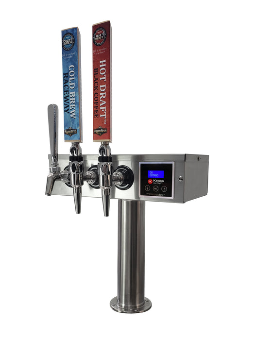 Kegco HK38-HDT-3SS-L Triple Faucet Commercial Built-In Left Hinge Hot Draft &reg; Tap Coffee Keg Dispenser - All Stainless Steel