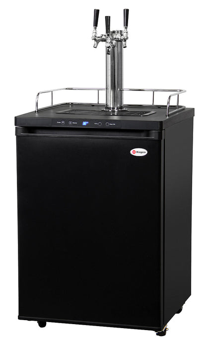 Three Tap Faucet Digital Home-Brew Kegerator - Black Matte Cabinet and Door