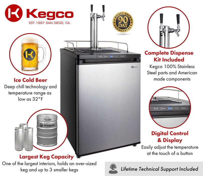 24" Wide Dual Tap Stainless Steel Digital Kegerator