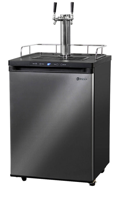 24" Wide Homebrew Dual Tap Black Stainless Steel Digital Kegerator