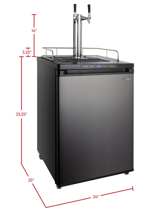 24" Wide Dual Tap Black Stainless Steel Digital Kegerator