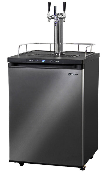 24" Wide Homebrew Triple Tap Black Stainless Steel Digital Kegerator