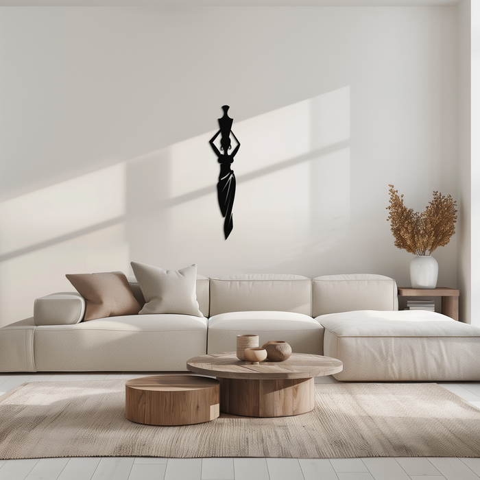 Abstract African Woman Metal Wall Art - Modern Black Steel Wall Decor - KAF125
