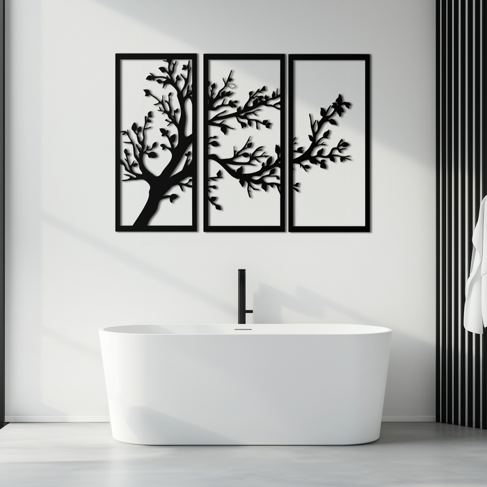 Branch Trio Metal Wall Art - 3-Piece Modern Steel Wall Decor - KAF132