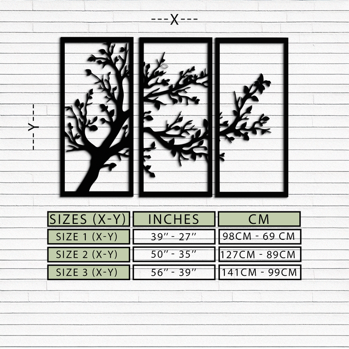Branch Trio Metal Wall Art - 3-Piece Modern Steel Wall Decor - KAF132