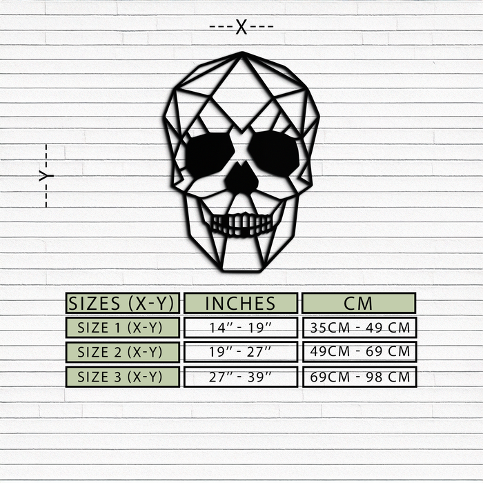 Geometric Skull Metal Wall Art - Modern Skull-Inspired Steel Decor - KAF134