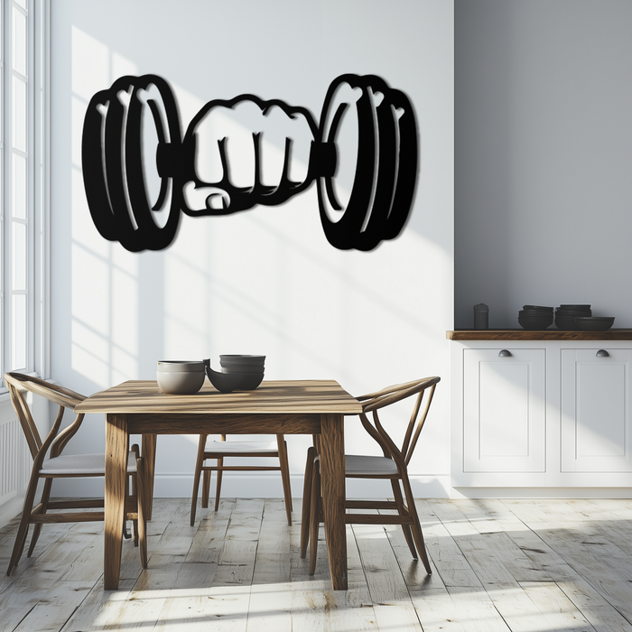 Gym Dumbbell Power Metal Wall Art - Bold and Motivational Gym Decor - KAF143