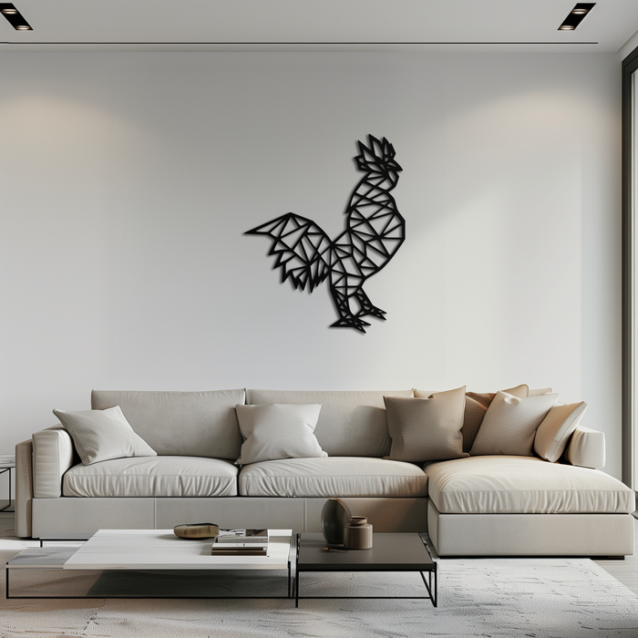 Geometric Rooster Metal Wall Art - Modern Farmhouse Decor - KAF149