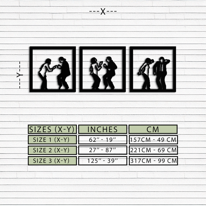 Dancing Silhouettes Metal Wall Art - Modern Minimalist Couple Wall Decor - KAF157