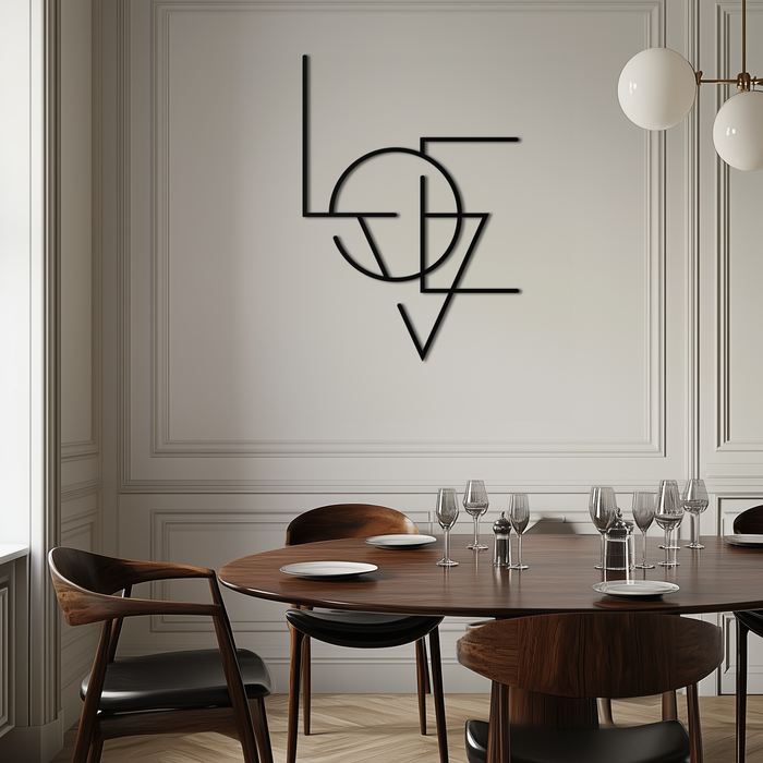 Geometric LOVE Metal Wall Art - Modern Minimalist Wall Decor- KAF162