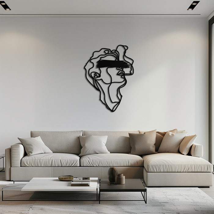 Blindfolded Men Metal Wall Art - Abstract Minimalist Line Art Decor- KAF170