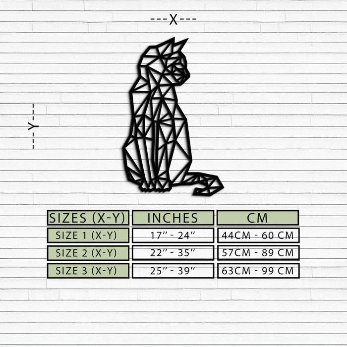 Geometric Cat Metal Wall Art - Modern Feline Home Decor- KAF176