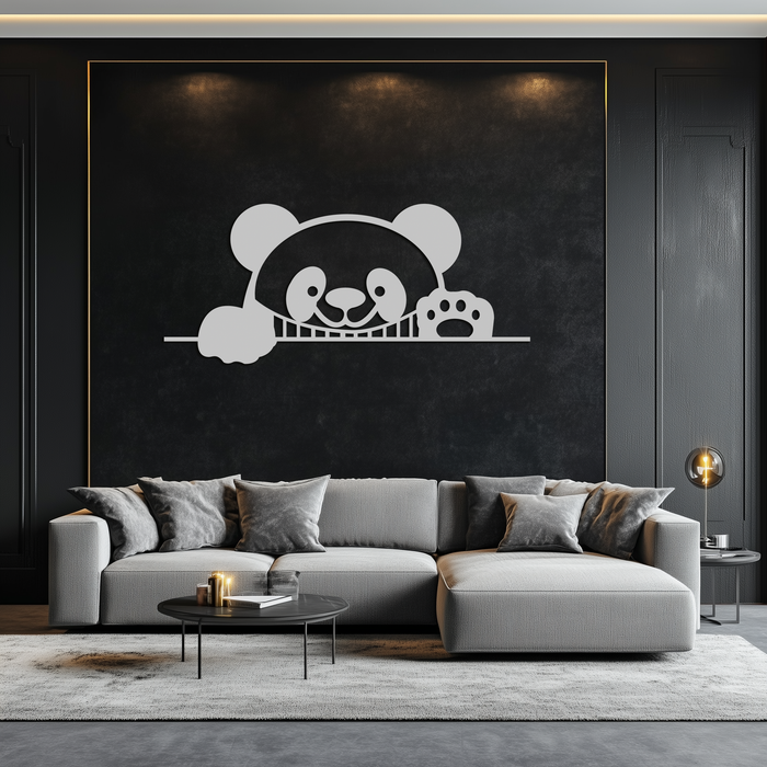 Panda Metal Wall Art - Cute Geometric Panda Decor- KAF181