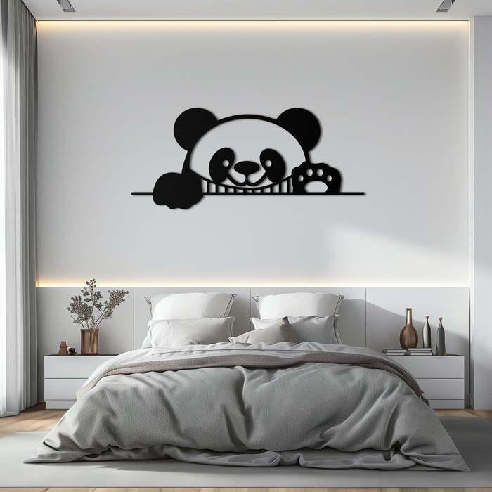Panda Metal Wall Art - Cute Geometric Panda Decor- KAF181