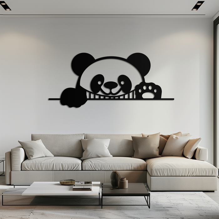 Panda Metal Wall Art - Cute Geometric Panda Decor- KAF181