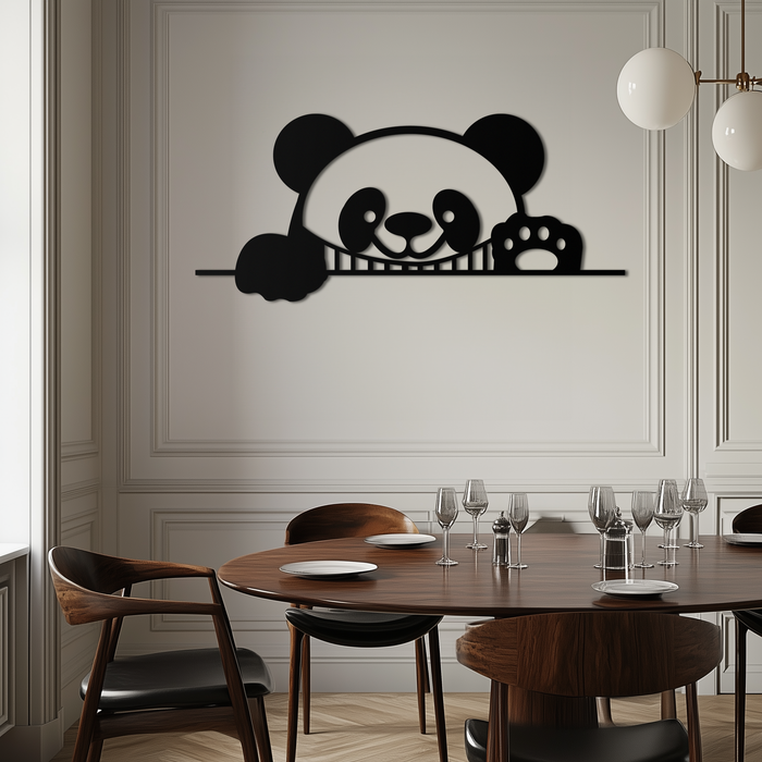 Panda Metal Wall Art - Cute Geometric Panda Decor- KAF181
