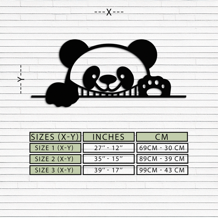 Panda Metal Wall Art - Cute Geometric Panda Decor- KAF181