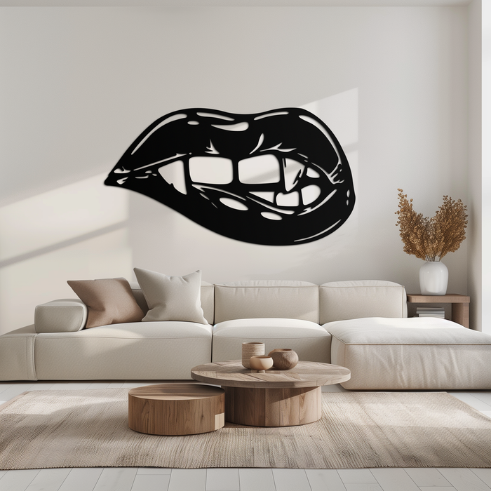 Geometric Lips Metal Wall Art - Bold & Modern Statement Piece- KAF186