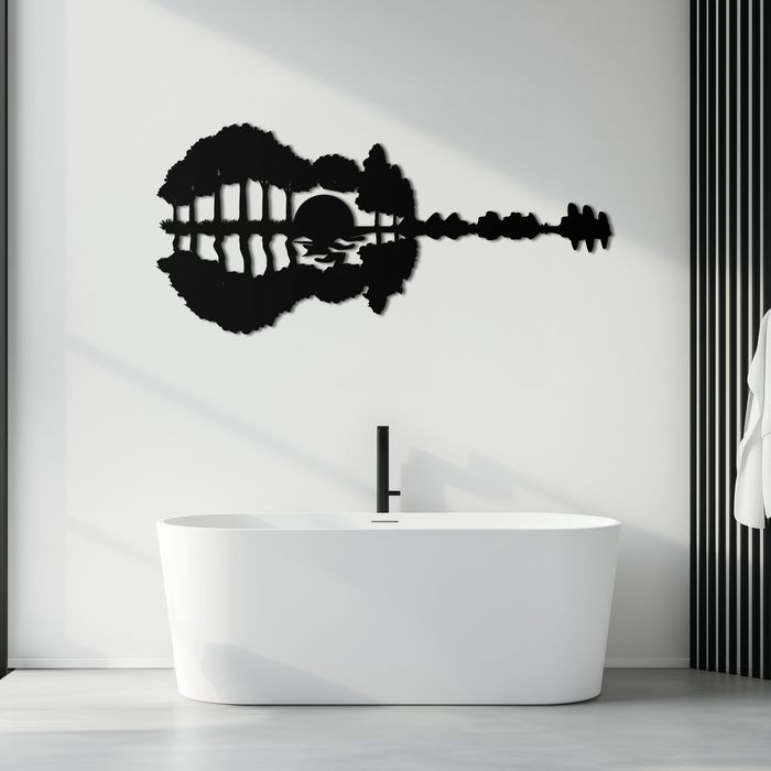 Guitar Landscape Metal Wall Art – Music & Nature Fusion - KAF191