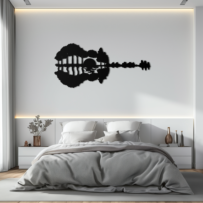Guitar Landscape Metal Wall Art – Music & Nature Fusion - KAF191