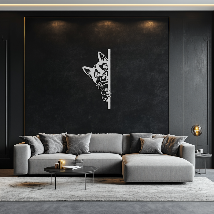 Peeking Cat Metal Wall Art – Cute Kitty Home Decor - KAF193