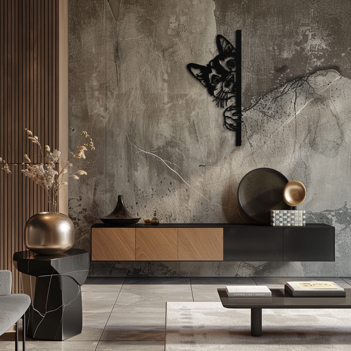 Peeking Cat Metal Wall Art – Cute Kitty Home Decor - KAF193