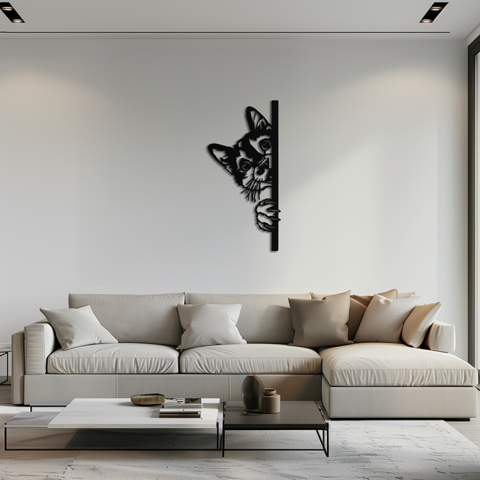 Peeking Cat Metal Wall Art – Cute Kitty Home Decor - KAF193
