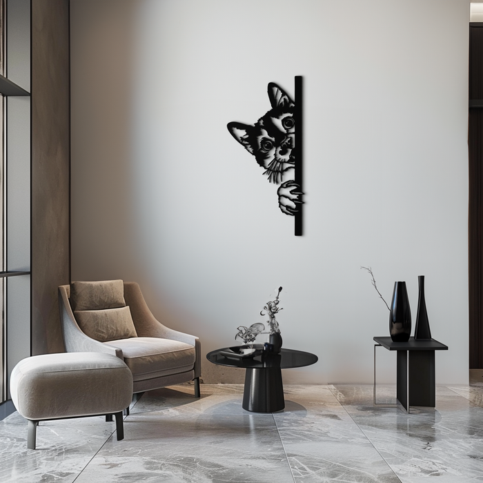 Peeking Cat Metal Wall Art – Cute Kitty Home Decor - KAF193