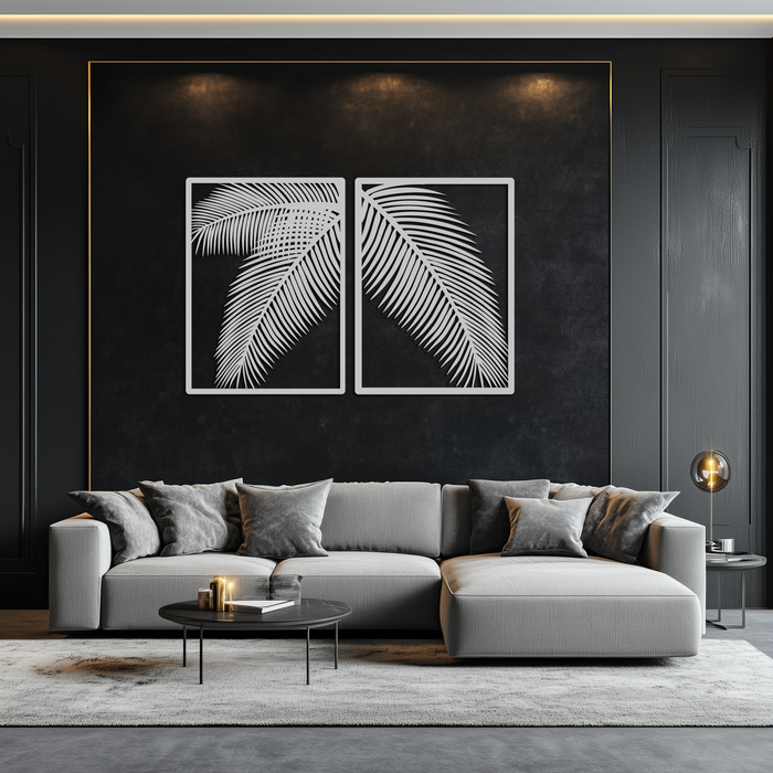 Palm Leaf Metal Wall Art – Tropical Minimalist Decor - KAF212