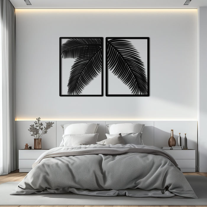 Palm Leaf Metal Wall Art – Tropical Minimalist Decor - KAF212