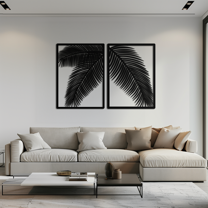 Palm Leaf Metal Wall Art – Tropical Minimalist Decor - KAF212