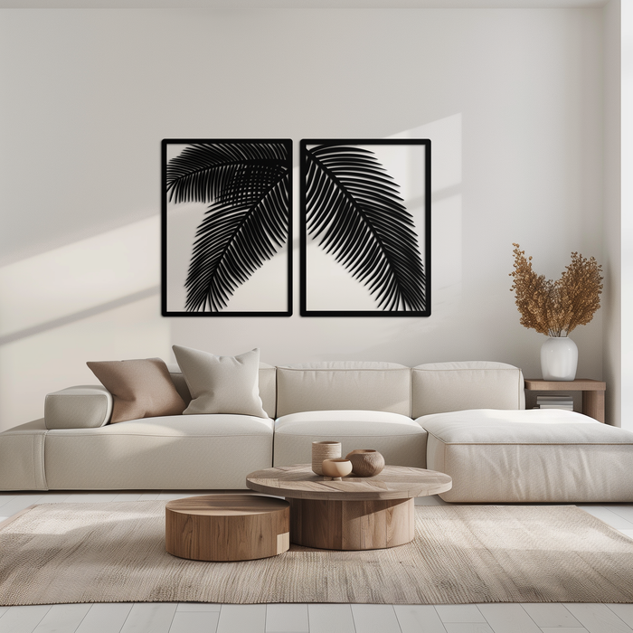 Palm Leaf Metal Wall Art – Tropical Minimalist Decor - KAF212