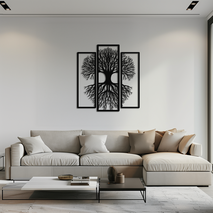 Tree of Life Metal Wall Art – 3-Panel Nature Decor - KAF214