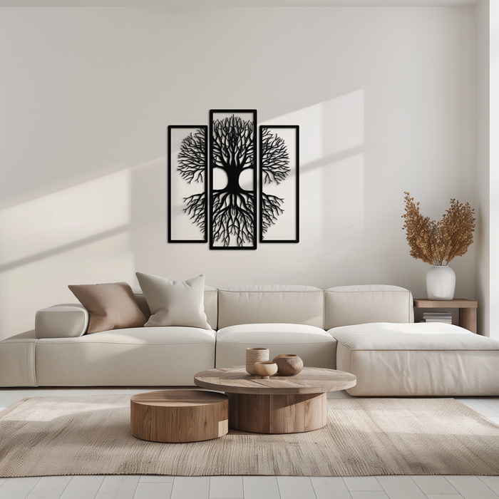 Tree of Life Metal Wall Art – 3-Panel Nature Decor - KAF214
