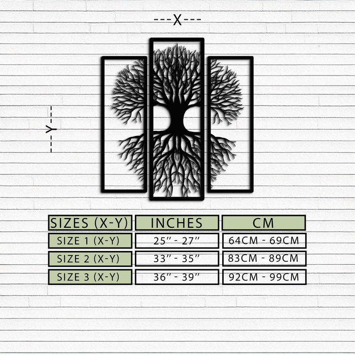Tree of Life Metal Wall Art – 3-Panel Nature Decor - KAF214