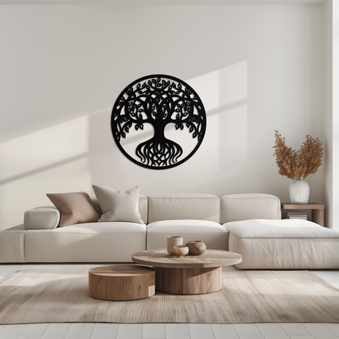 Round Tree of Life Metal Wall Art – Nature-Inspired Decor - KAF217