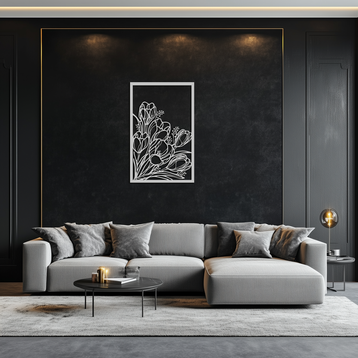Floral Metal Wall Art – Elegant Botanical Home Decor - KAF219