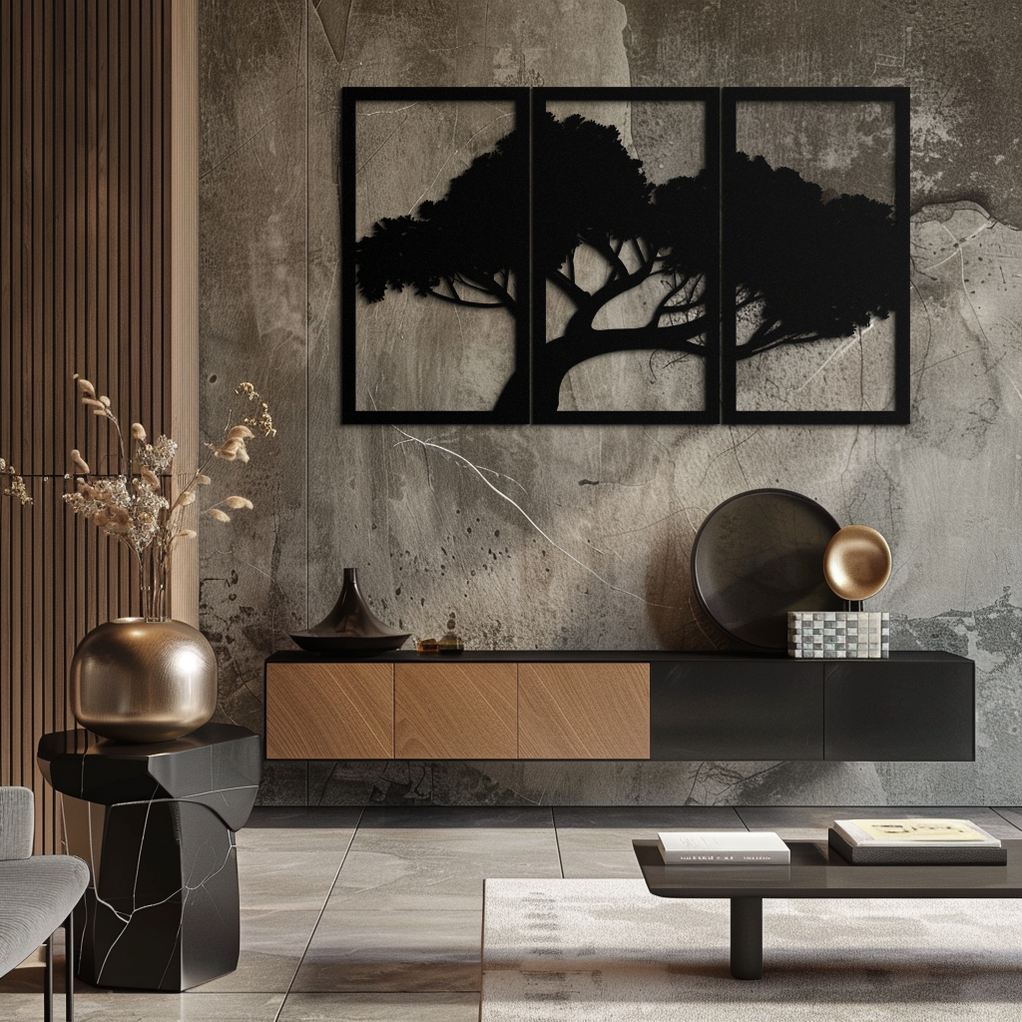 Picture of Tree Silhouette Metal Wall Art - Modern Nature-Inspired Decor - KAF222
