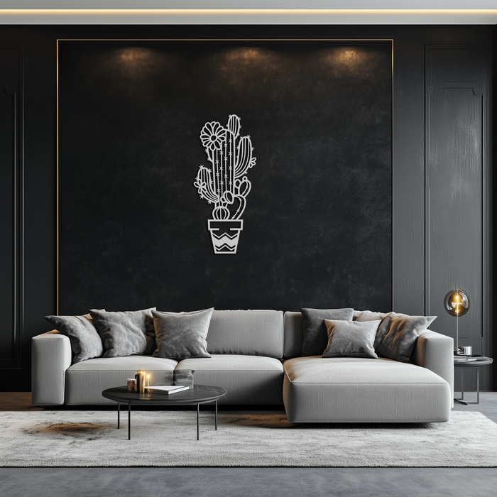Cactus Metal Wall Art - Modern Geometric Desert Decor - KAF224